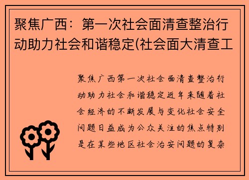 聚焦广西：第一次社会面清查整治行动助力社会和谐稳定(社会面大清查工作)